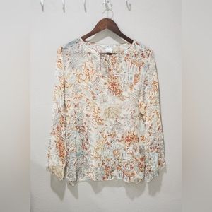 CAbi 100% Silk blouse with seed bead detail very light weight